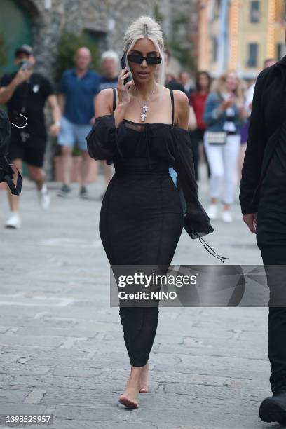 May 21: Kim Kardashian is seen on May 21, 2022 in Portofino, Italy.