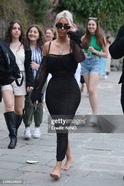 May 21: Kim Kardashian is seen on May 21, 2022 in Portofino, Italy.