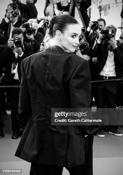 Charlotte Le Bon attends the screening of "Triangle Of Sadness" during the 75th annual Cannes film festival at Palais des Festivals on May 21, 2022...