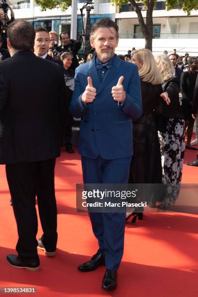 Actor Ethan Hawke of the documentary series "The Last Movie Stars" attends the screening of "Triangle Of Sadness" during the 75th annual Cannes film...