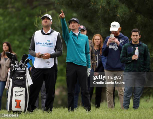 Michael Feagles prepares to hit his second shot on the 3rd hole during the third round of the Korn Ferry Tour AdventHealth Championship at Blue Hills...