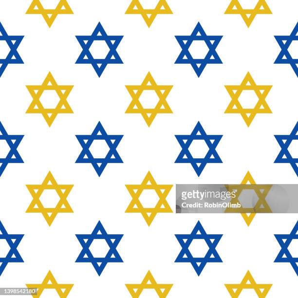 blue and gold star of david pattern - star of david stock illustrations