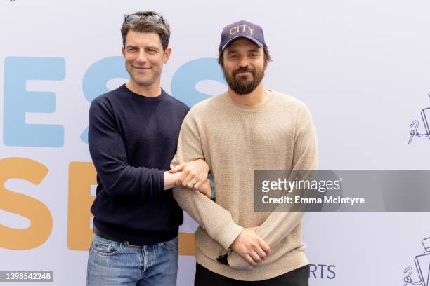 Max Greenfield and Jake Johnson attend the P.S. ARTS 'Express Yourself 2022' event at Fox Studio Lot on May 21, 2022 in Los Angeles, California.
