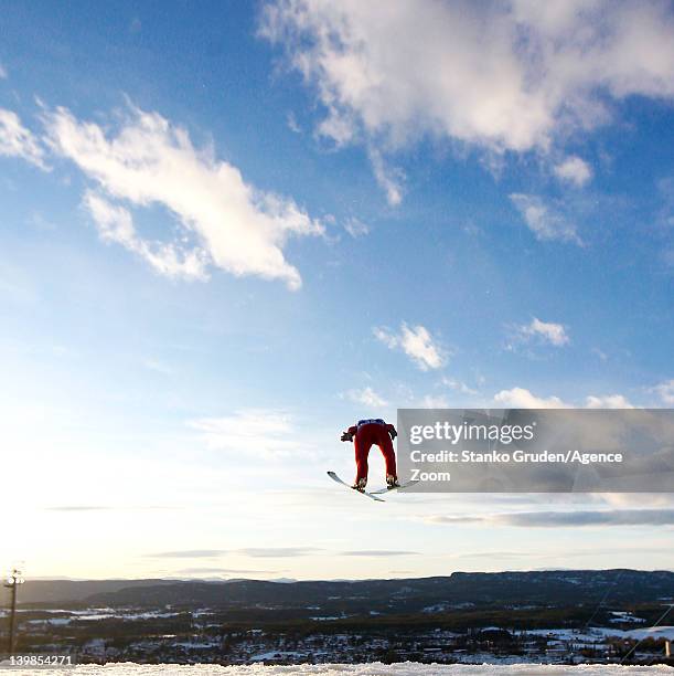 Kamil Stoch of Poland competes during the FIS Ski Flying World Championships HS225 on February 25, 2012 in Vikersund, Norway.