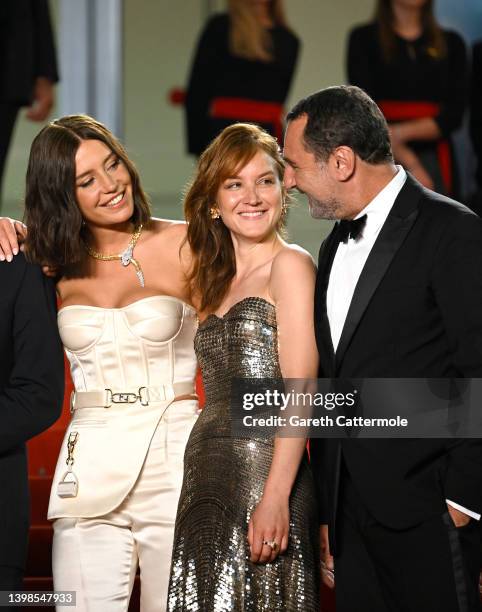 Adèle Exarchopoulos, Anaïs Demoustier and Gilles Lellouche attend the screening of "Smoking Causes Coughing " during the 75th annual Cannes film...