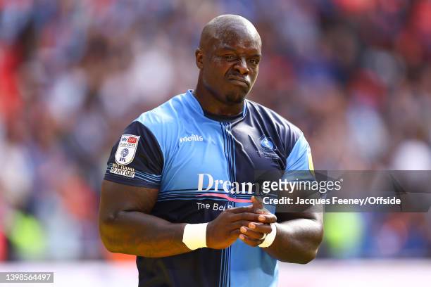 Adebayo Akinfenwa of Wycombe Wanderers during the Sky Bet League One Play-Off Final match between Sunderland and Wycombe Wanderers at Wembley Stadium...
