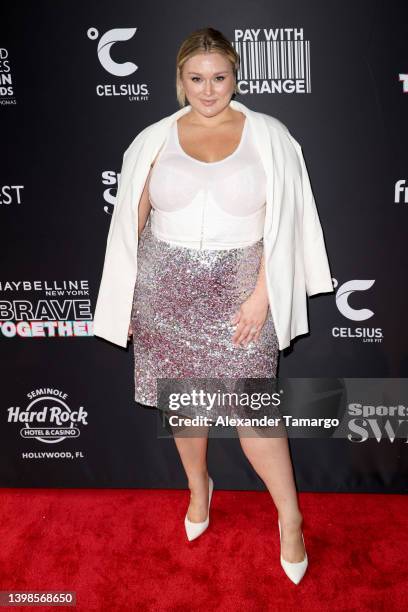 Hunter McGrady attends as Sports Illustrated Swimsuit celebrates the launch of the 2022 Issue and Debut of Pay With Change at Hard Rock Seminole on...