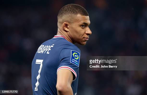 Kylian Mbappe of PSG during the Ligue 1 Uber Eats match between Paris Saint-Germain and FC Metz at Parc des Princes stadium on May 21, 2022 in Paris,...