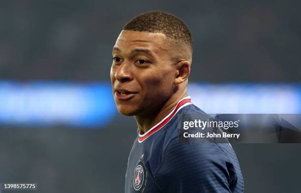 Kylian Mbappe of PSG during the Ligue 1 Uber Eats match between Paris Saint-Germain and FC Metz at Parc des Princes stadium on May 21, 2022 in Paris,...