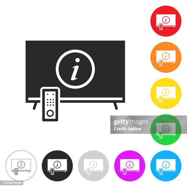 tv with information sign. icon on colorful buttons - remote support stock illustrations