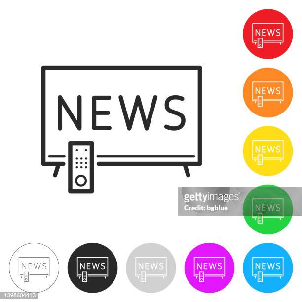 nachrichten im fernsehen. symbol auf bunten schaltflächen - breaking news stock-grafiken, -clipart, -cartoons und -symbole
