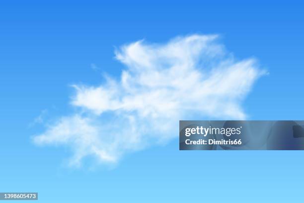 realistic vector cloud, on blue sky background - steam transparent background stock illustrations
