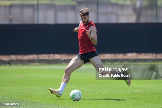 Matias Viña of AS Roma during a training session at Centro Sportivo Fulvio Bernardini on May 22, 2022 in Rome, Italy.