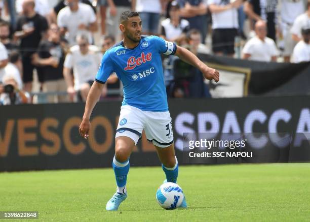 Faouzi Ghoulam of Napoli during the Serie A match between Spezia Calcio and SSC Napoli at Stadio Alberto Picco on May 22, 2022 in La Spezia, Italy.