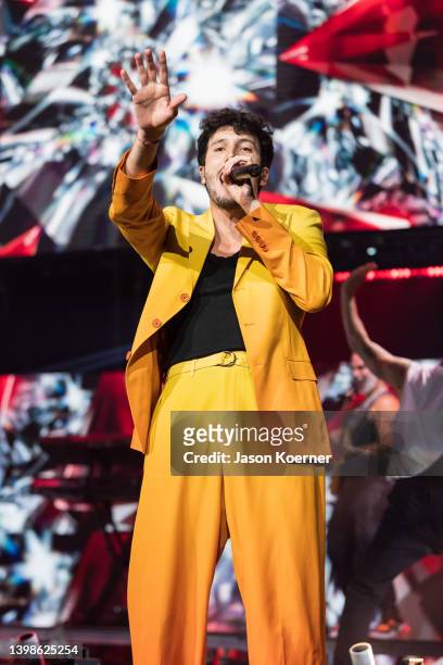 Sebastián Yatra performs onstage during the 2022 Uforia "Amor a la Música" Live Music Experience at FLA Live Arena on May 21, 2022 in Sunrise,...