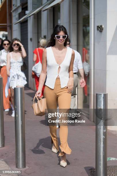 Sara Sampaio is seen during the 75th annual Cannes film festival at on May 22, 2022 in Cannes, France.