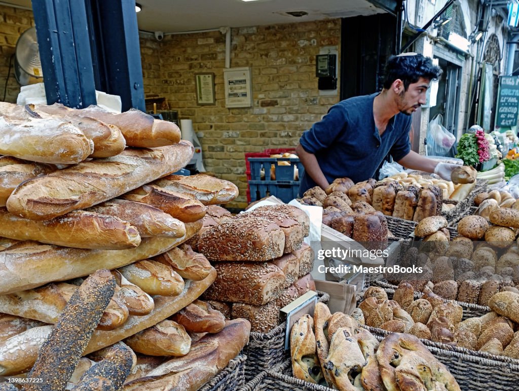 Busy bakery in Jerusalem.
