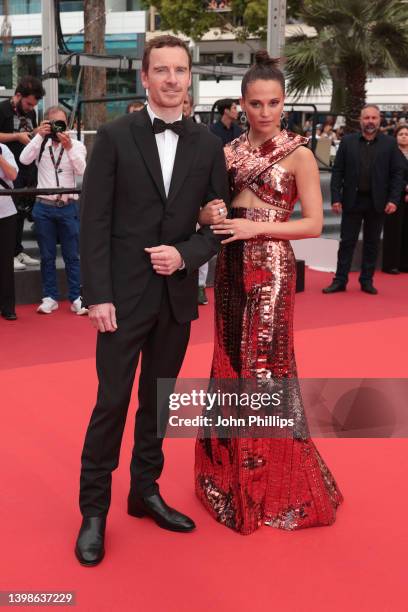 Michael Fassbender and Alicia Vikander of “Irma Vep” walks the red carpet for the screening of "Holy Spider" during the 75th annual Cannes film...