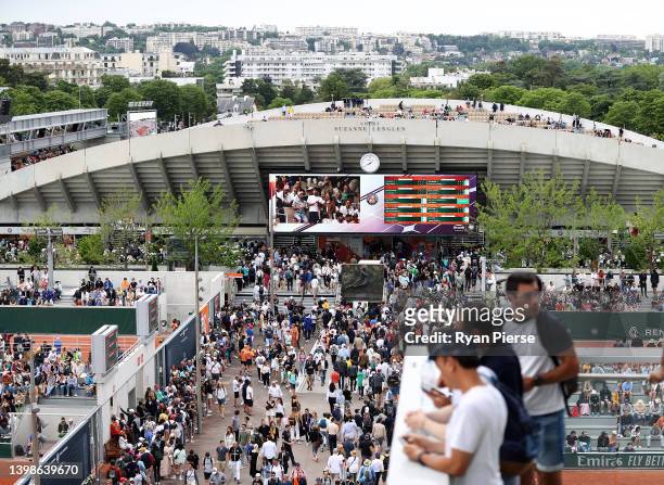 General view of crowds on Day 1 of The 2022 French Open at Roland Garros in Paris, France.