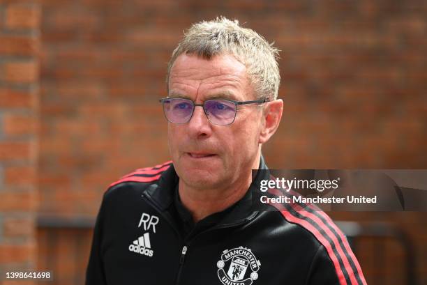 Interim Manager Ralf Rangnick of Manchester United arrives ahead of the Premier League match between Crystal Palace and Manchester United at Selhurst...