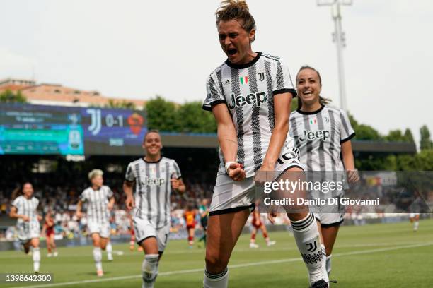 Cristiana Girelli of Juventus Women celebrate after scoring a goal during the Women Coppa Italia Final between Juventus and AS Roma at Stadio Paolo...
