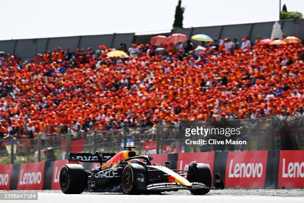 Max Verstappen of the Netherlands driving the Oracle Red Bull Racing RB18 on track during the F1 Grand Prix of Spain at Circuit de...