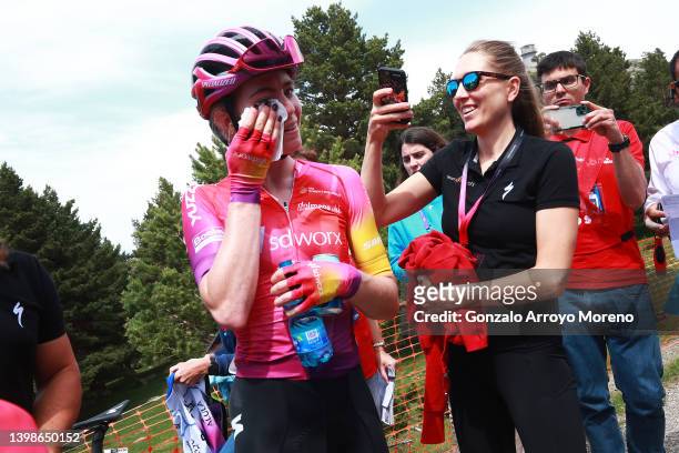 Stage winner Demi Vollering of Netherlands and Team SD Worx reacts after the 7th Vuelta a Burgos Feminas 2022 - Stage 4 a 125,1km stage from...