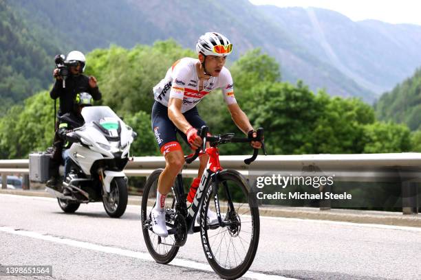 Giulio Ciccone of Italy and Team Trek - Segafredo competes in the breakaway to win the 105th Giro d'Italia 2022, Stage 15 a 177km stage from Rivarolo...