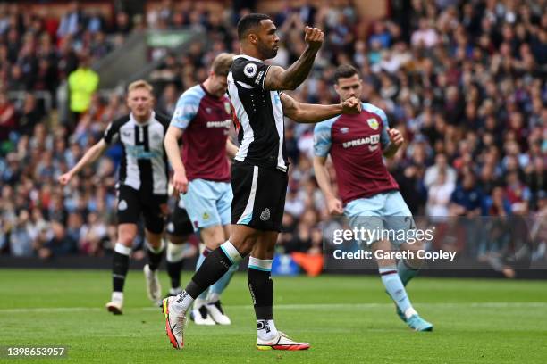 Callum Wilson of Newcastle United celebrates after scoring their side's first goal during the Premier League match between Burnley and Newcastle...