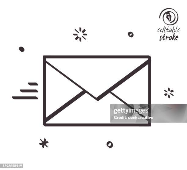 playful line illustration for email sending - mailbox open stock illustrations