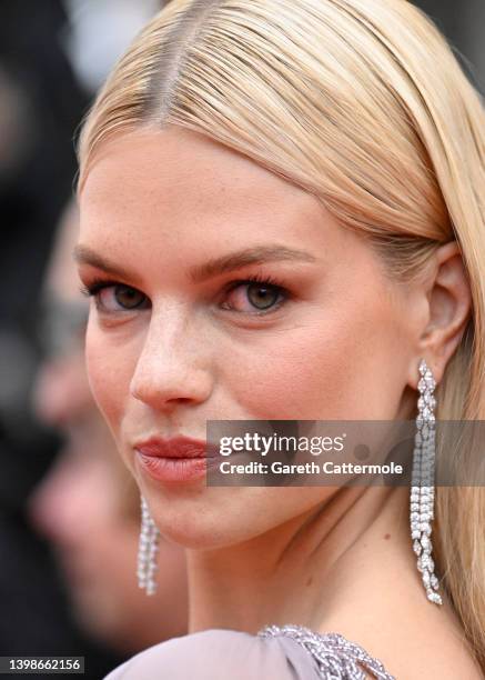 Nadine Leopold attends the screening of "Forever Young " during the 75th annual Cannes film festival at Palais des Festivals on May 22, 2022 in...