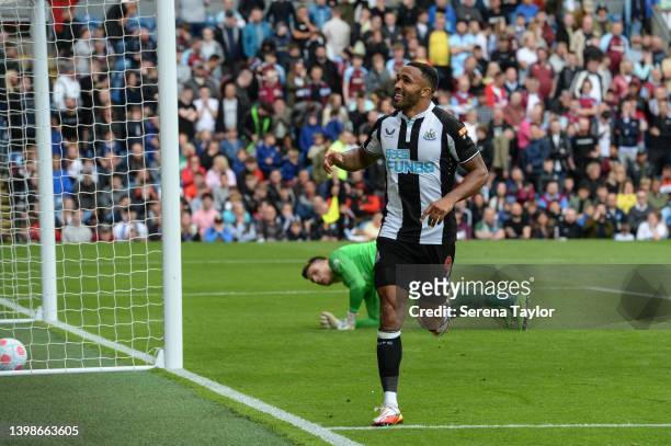 Callum Wilson of Newcastle United celebrates after scoring his second goal during the Premier League match between Burnley and Newcastle United at...