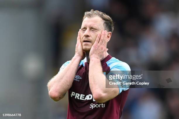 Ashley Barnes of Burnley reacts during the Premier League match between Burnley and Newcastle United at Turf Moor on May 22, 2022 in Burnley, England.