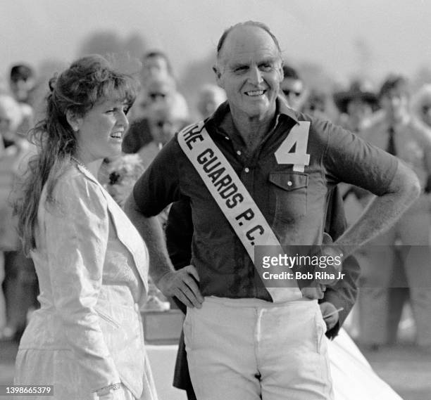 Sarah, Duchess of York, and Philip, Duke of Edinburgh at Empire Polo Club after visit during U.S.visit, circa March 3, 1988 in Indio, California.