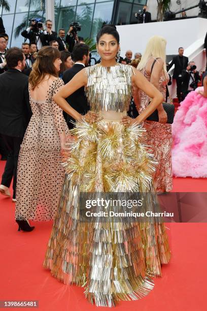 Farhana Bodi attends the screening of "Forever Young " during the 75th annual Cannes film festival at Palais des Festivals on May 22, 2022 in Cannes,...