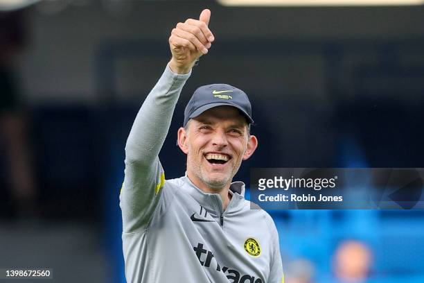 Thomas Tuchel of Chelsea during traditional walk around the pitch after the last game of the season in the Premier League match between Chelsea and...