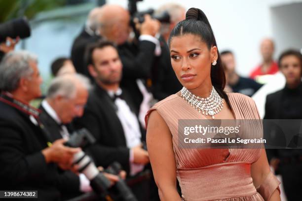 Ayem Nour attends the screening of "Forever Young " during the 75th annual Cannes film festival at Palais des Festivals on May 22, 2022 in Cannes,...