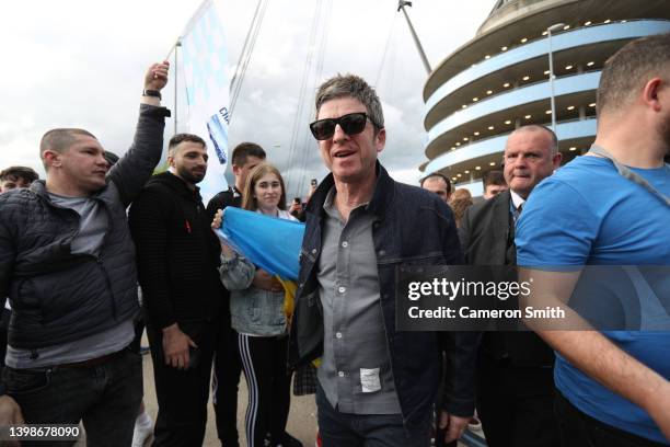 Noel Gallagher, Musician and Manchester City fan leaves the stadium after their side finished the season as Premier League champions during the...