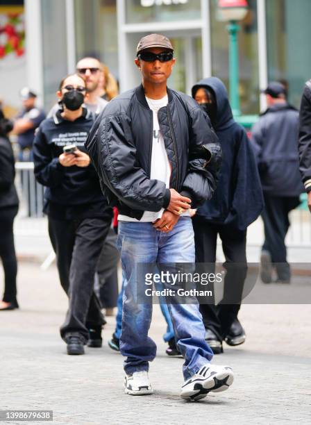 Pharrell Williams arrives at Balenciaga show on May 22, 2022 in New York City.