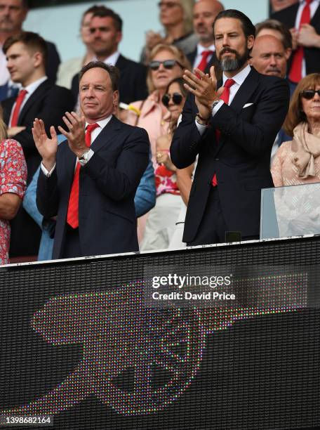 Arsenal Directors Tim Lewis and Josh Kroenke during the Premier League match between Arsenal and Everton at Emirates Stadium on May 22, 2022 in...