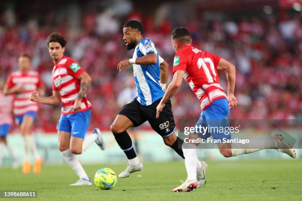 Tonny Vilhena of Espanyol runs with the ball during the LaLiga Santander match between Granada CF and RCD Espanyol at Nuevo Estadio de Los Carmenes...