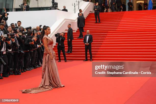 Ayem Nour attends the screening of "Forever Young " during the 75th annual Cannes film festival at Palais des Festivals on May 22, 2022 in Cannes,...