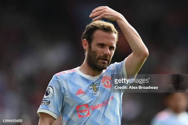 Juan Mata of Manchester United looks on during the Premier League match between Crystal Palace and Manchester United at Selhurst Park on May 22, 2022...