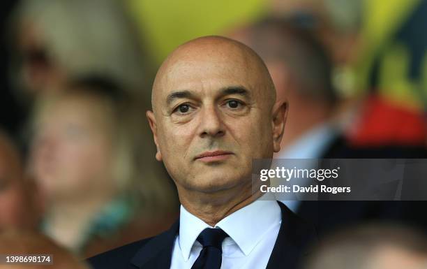 Daniel Levy, the Tottenham Hotspur chairman looks on during the Premier League match between Norwich City and Tottenham Hotspur at Carrow Road on May...