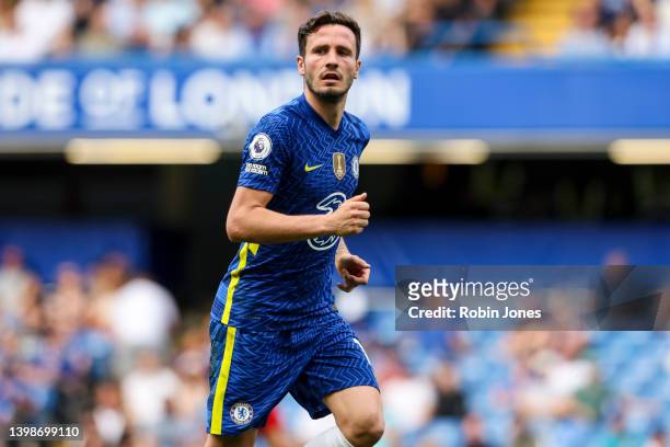 Saul Niguez of Chelsea during the Premier League match between Chelsea and Watford at Stamford Bridge on May 22, 2022 in London, England.