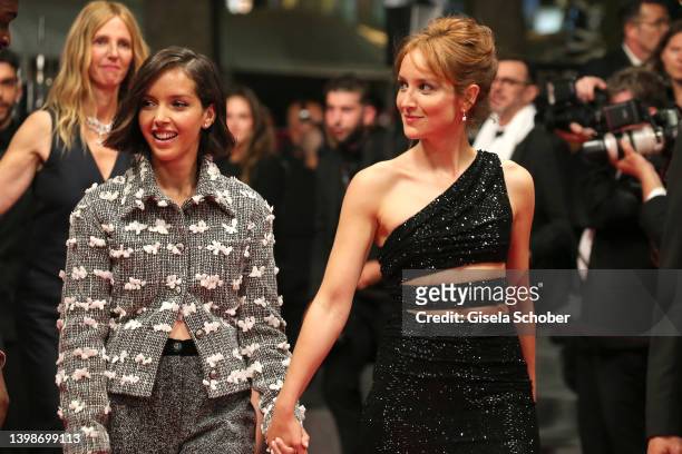 Lyna Khoudri and Anaïs Demoustier attend the screening of "November " during the 75th annual Cannes film festival at Palais des Festivals on May 22,...
