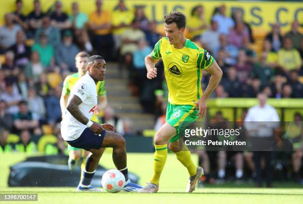 Christoph Zimmermann of Norwich City in action during the Premier League match between Norwich City and Tottenham Hotspur at Carrow Road on May 22,...