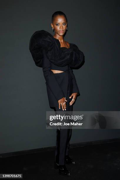 Letitia Wright attends the annual Kering "Women in Motion" Awards Photocall at Place de la Castre on May 22, 2022 in Cannes, France.