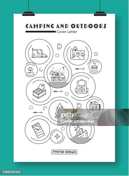 camping and outdoors ready template. - hiking map stock illustrations