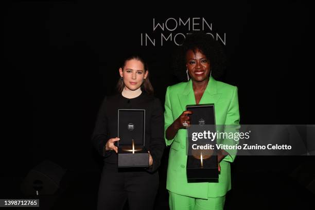 Ninja Thyberg and Viola Davis receive Women in Motion Award during the annual Kering "Women in Motion" awards dinner at Place de la Castre on May 22,...